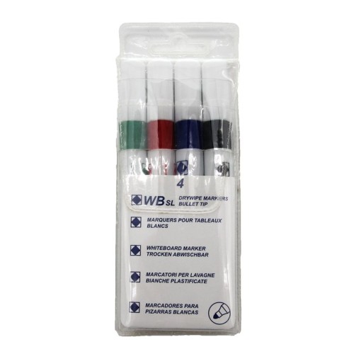 Drywipe Bullet Tip Marker Assorted Wallet (4) Drywipe Bullet Tip Marker Assorted Wallet (4)
