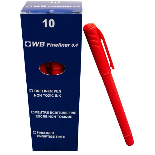 Fineliner Pen 0.4mm Red (10) Fineliner Pen 0.4mm Red (10)