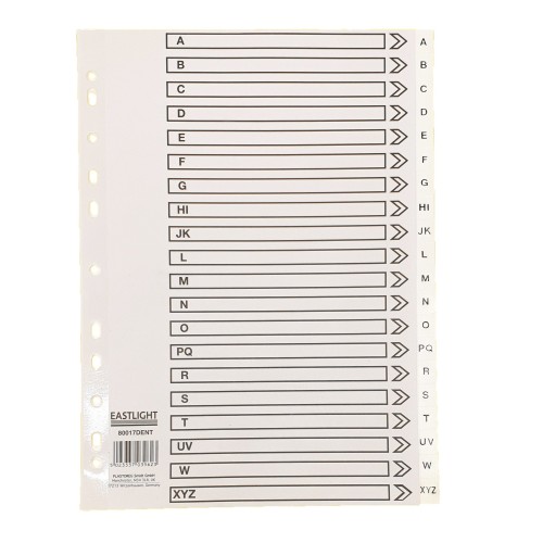 Index Polypropylene A4 A-Z White Index Polypropylene A4 A-Z White