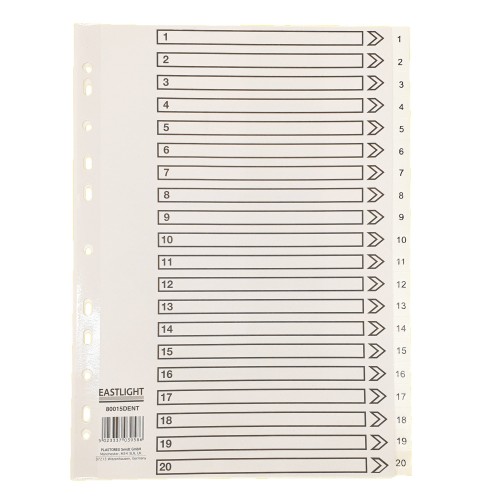 Index Polypropylene A4 1-20 White Index Polypropylene A4 1-20 White