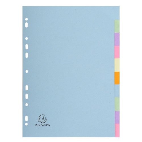 Exacompta Forever 170 GSM Recycled Pastel Dividers, A4 10 Part Exacompta Forever 170 GSM Recycled Pastel Dividers, A4 10 Part