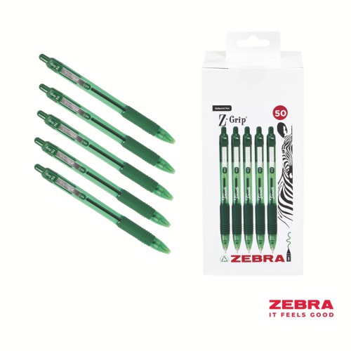 Z-Grip Smooth Retractable Ballpoint Pen Green Ink Box of 50