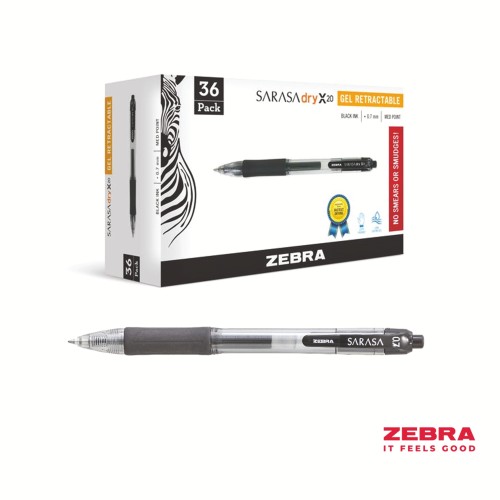SARASA Gel Retractable Rollerball 0.7mm Pen Black Ink Pack 36