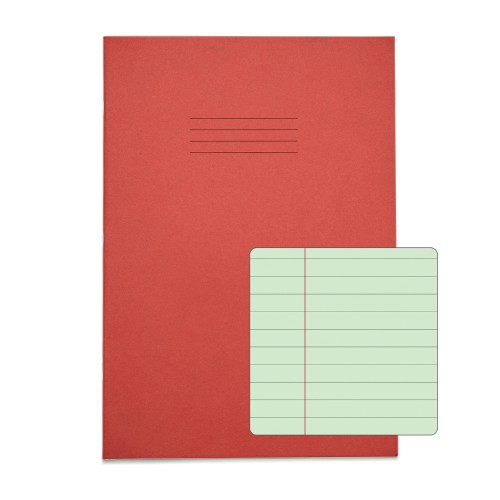 RHINO A4 Special Exercise Book 48 Page, Red with Tinted Green Paper, F8M (Pack of 10) RHINO A4 Special Exercise Book 48 Page, Red with Tinted Green Paper, F8M (Pack of 10)