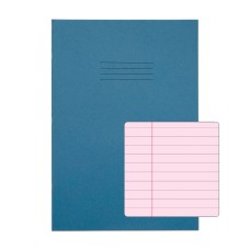 RHINO A4 Special Exercise Book 48 Page, Light Blue with Tinted Pink Paper, F8M (Pack of 10)