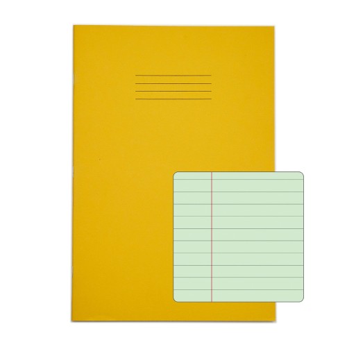 RHINO Special Ex Book A4 48 page, Yellow with Tinted Green Paper, F8M (Pack of 10)