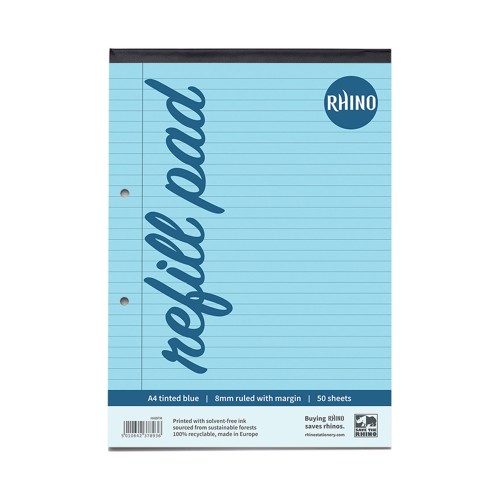 RHINO A4 Special Refill Pad 50 Leaf, Blue Tinted Paper, F8M (Pack of 36) RHINO A4 Special Refill Pad 50 Leaf, Blue Tinted Paper, F8M (Pack of 36)
