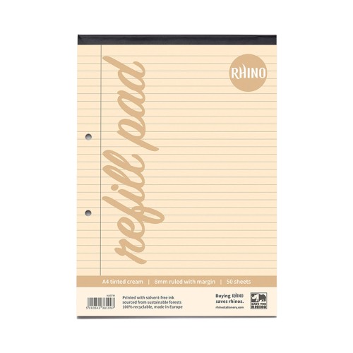 RHINO A4 Special Refill Pad 50 Leaf, Cream Tinted Paper, F8M (Pack of 36) RHINO A4 Special Refill Pad 50 Leaf, Cream Tinted Paper, F8M (Pack of 36)