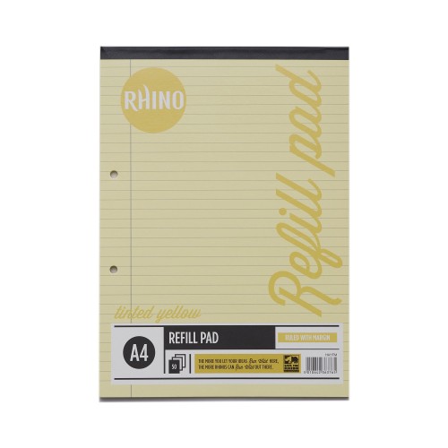 RHINO A4 Special Refill Pad 50 Leaf, Yellow Tinted Paper, F8M (Pack of 36) RHINO A4 Special Refill Pad 50 Leaf, Yellow Tinted Paper, F8M (Pack of 36)