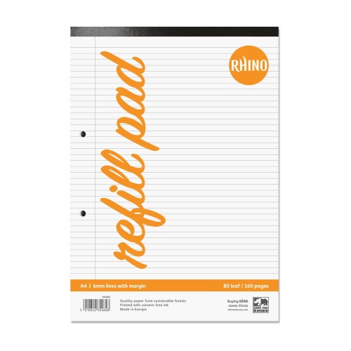 RHINO A4 Refill Pad 80 Leaf, F6M (Pack of 6) RHINO A4 Refill Pad 80 Leaf, F6M (Pack of 6)