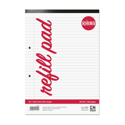 RHINO A4 Refill Pad 80 Leaf, F8M (Pack of 48) RHINO A4 Refill Pad 80 Leaf, F8M (Pack of 48)