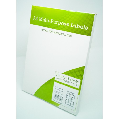 A4 Multipurpose Labels 18 Per Sheet 63.5 x 46.6mm (White) Pk of 100 A4 Multipurpose Labels 18 Per Sheet 63.5 x 46.6mm (White) Pk of 100
