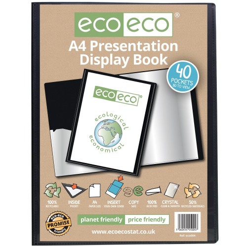 A4 50% Recycled 40 Pocket Presentation Display Book - Single