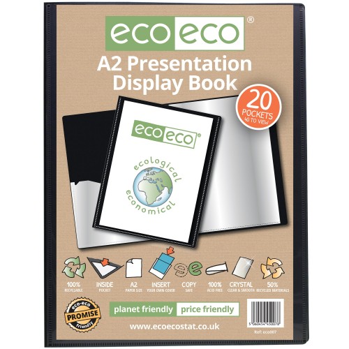 A2 50% Recycled 20 Pocket Presentation Display Book - Single