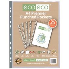 A4 100% Recycled Bag Premier Multi Punched Pockets - Pack of 25