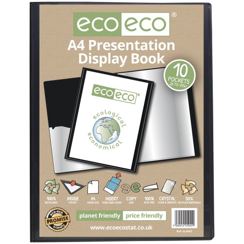 A4 50% Recycled 10 Pocket Presentation Display Book - Single