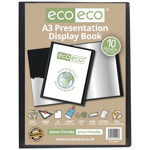 A3 50% Recycled 10 Pocket Presentation Display Book - Single