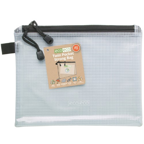 A5 90% Recycled Twin Pocket Strong Bag - Single A5 90% Recycled Twin Pocket Strong Bag - Single