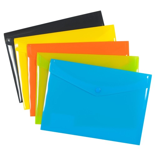 A6 50% Recycled Colour Press Stud Wallets - Pack of 5 A6 50% Recycled Colour Press Stud Wallets - Pack of 5