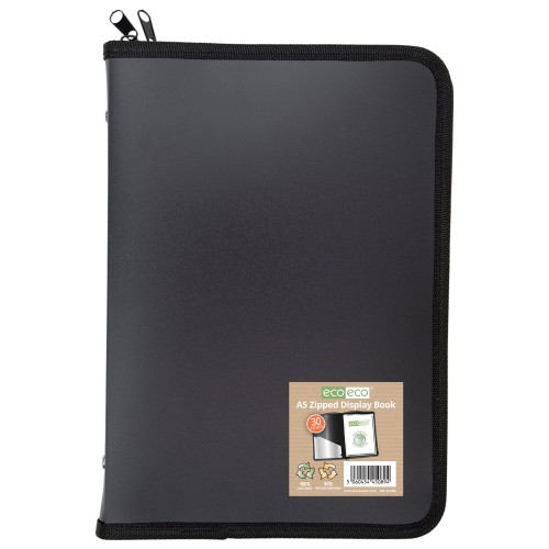 A5 50% Recycled 30 Pocket Zipped Display Book - Single