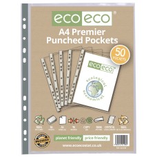 A4 100% Recycled Bag 50 Premier Multi Punched Pockets - Pack of 50
