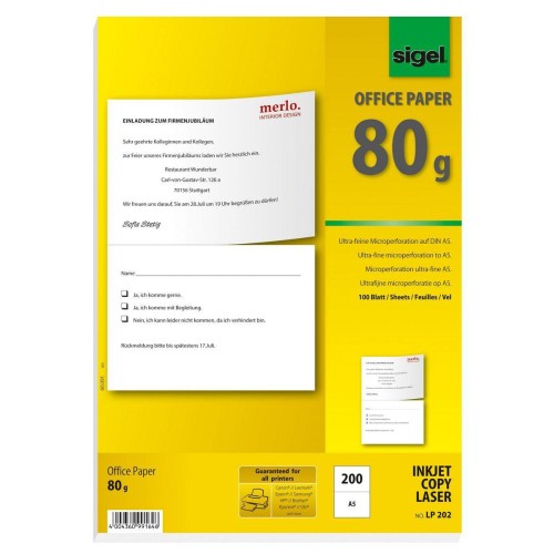 Sigel Special Microperforated Multipurpose Office Paper A5/A4 80GSM 100 A4 Sheets Sigel Special Microperforated Multipurpose Office Paper A5/A4 80GSM 100 A4 Sheets
