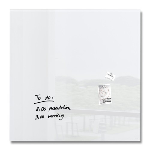 Wall Mounted Magnetic Glass Board 1000x1000x18mm - Super White