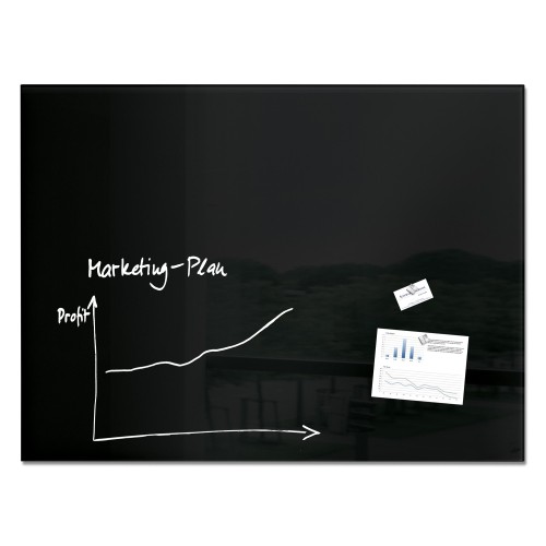 Wall Mounted Magnetic Glass Board 1200x900x18mm - Black Wall Mounted Magnetic Glass Board 1200x900x18mm - Black