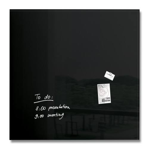 Wall Mounted Magnetic Glass Board 1000x1000x18mm - Black Wall Mounted Magnetic Glass Board 1000x1000x18mm - Black