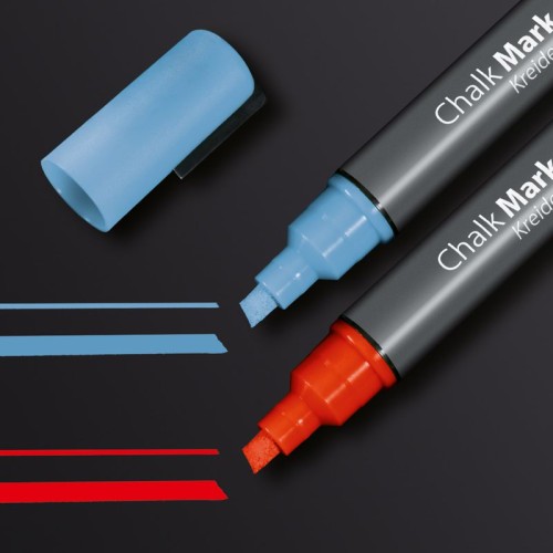 Chalk Marker, Red,Blue Chisel Tip 1-5mm (2) - GL183 Chalk Marker, Red,Blue Chisel Tip 1-5mm (2) - GL183