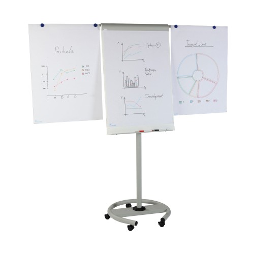 ROCADA VISUALLINE Mobile Magnetic Flipchart (Height Adjustable with Castors) - Grey ROCADA VISUALLINE Mobile Magnetic Flipchart (Height Adjustable with Castors) - Grey
