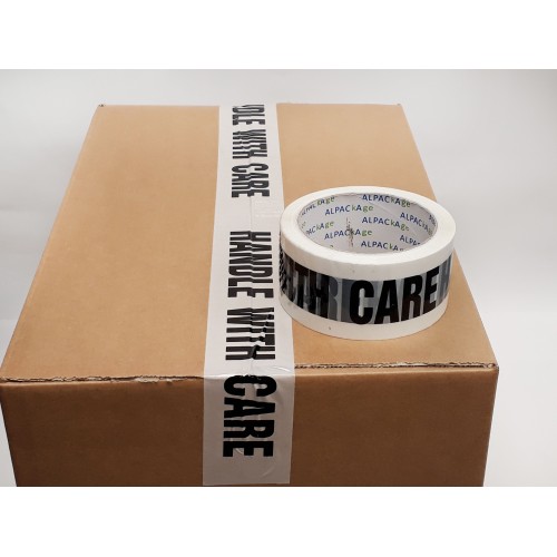 Printed HANDLE WITH CARE Packagin Tape 48mm x 66m 38 micron Black/White Box of 72 Rolls Printed HANDLE WITH CARE Packagin Tape 48mm x 66m 38 micron Black/White Box of 72 Rolls