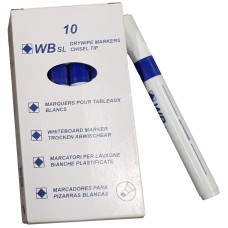 Drywipe Chisel Tip Marker Blue (10)