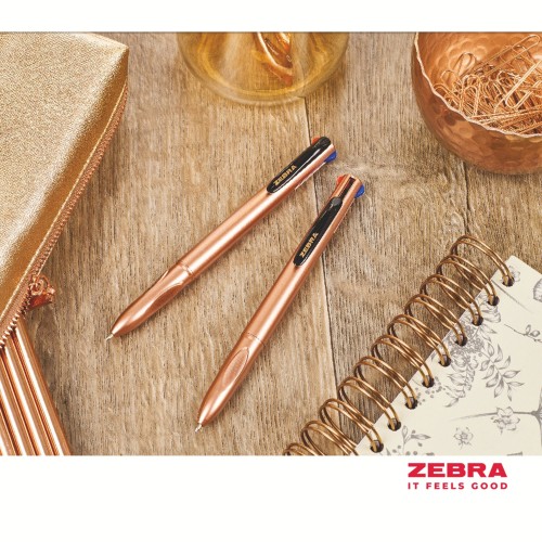 Z-Grip Rose Gold Ballpoint Barrel 4 Colour Pen Ink Box 10 Z-Grip Rose Gold Ballpoint Barrel 4 Colour Pen Ink Box 10