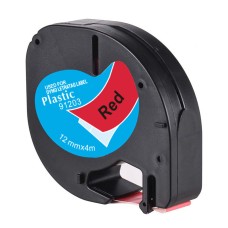 Compatible 91203 S0721630 Black on Red Plastic Tape 12mm x 4m for Dymo Label Printers