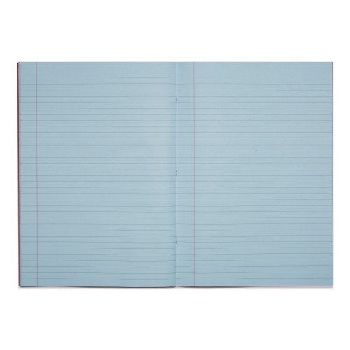 RHINO A4 Special Exercise Book 48 Page, Red with Tinted Blue Paper, F8M (Pack of 10)
