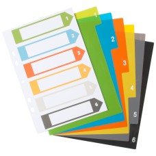 A5 50% Recycled Index File Dividers - 1 Set of 6