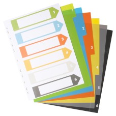 A4 50% Recycled Index File Dividers - 1 Set of 6