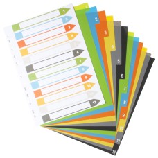 A4 50% Recycled Index File Dividers - 1 Set of 12