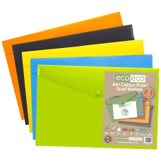 A4+ 50% Recycled Colour Press Stud Wallets - Pack of 5