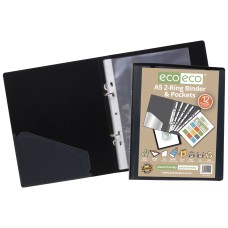 A5 65% Recycled Ring Binder with 12 Multi Punched Pockets - Single