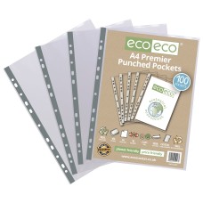 A4 100% Recycled Bag Premier Multi Punched Pockets - Pack of 100