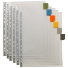 A4 95% Recycled Index Tabbed Premier Punched Pockets - 1 Set of 12