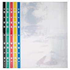 A4 100% Recycled Bag 50 Colour Spine Multi Punched Pockets - Pack of 50