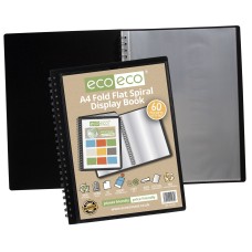 A4 50% recycled 60 pocket Fold Flat Spiral display book - Single