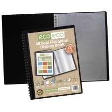 A5 50% recycled 20 pocket Fold Flat Spiral display book - Single