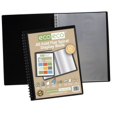A5 50% recycled 60 pocket Fold Flat Spiral display book - Single