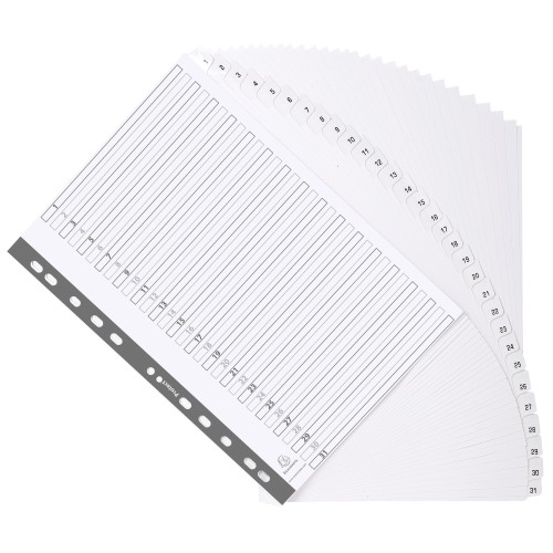Exacompta Mylar Printed 160 GSM Indices A4 31 Part, 1 to 31 Numbered Tabs