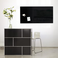 Wall Mounted Magnetic Glass Board 1300x550x15mm - Black
