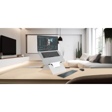 Low Angle High Elevation Laptop Stand with In-line Document Holder - Natural Aluminium